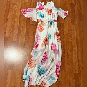 CK flowered maxi dress with shoulder cutouts size 8